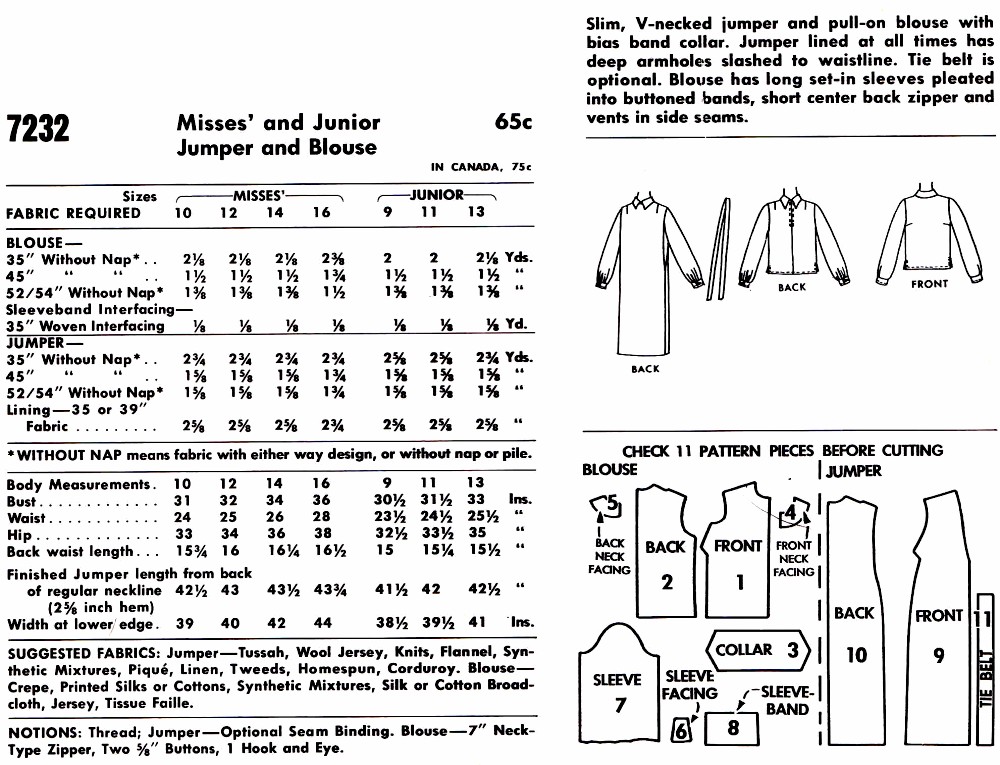 Vintage Sewing Pattern McCalls 7232