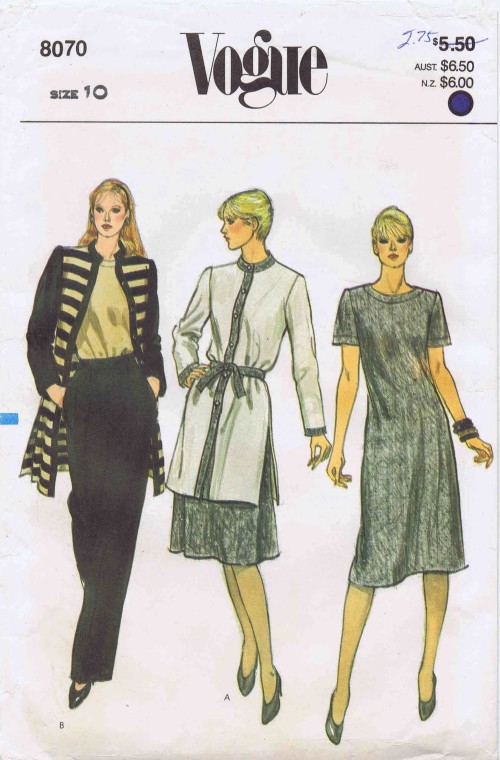Vogue 9190 Vintage 1980s Sewing Pattern Uncut 1980s Dress/Top/Skirt Pattern Bust 36-38-40