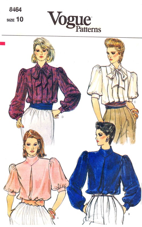 7445 Vogue 1989 Vintage Sewing Pattern Misses' Blouse Size 6-8-10 