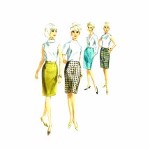 1960s Misses Slim Skirt Butterick 3882 Vintage Sewing Pattern Waist 24