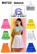 Butterick 4722 Sewing Pattern Girls Skirts Tiers Ruffles Size 12 - 14 - 16