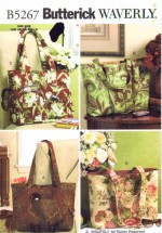 Butterick 5267 Sewing Pattern Waverly Totes Bags Purses
