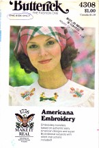 Butterick 4308 Embroidery Pattern Americana Embroidery