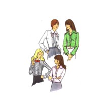 1970s Misses Semi Fitted Blouses Butterick 6899 Vintage Sewing Pattern Size 16 Bust 38
