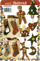 Butterick 4662 Crafts Sewing Pattern Button Stockings & Ornaments