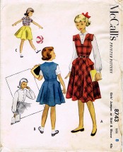 1950's McCall's 8743 Sewing Pattern Girls Jumper Circle Skirt Blouse