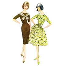 1960s Slim or Full Skirt Dress McCalls 5698 Vintage Sewing Pattern Size 15 Bust 35