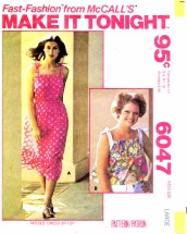 McCall's 6047 Sewing Pattern Summer Dress or Top Size 18 - 20
