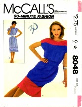 McCall's 8048 Dress and Tie Belt Size 6 - 8 - Bust 30 1/2 - 31 1/2