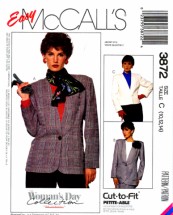 McCall's 3872 Womens Unlined Jacket Vintage Sewing Pattern Size 10 - 12 - 14
