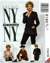 McCall's 6190 NY COLLECTION Jacket Shirt Pants Size 8