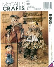 McCall's 6665 Crafts Sewing Pattern Scarecrows Dolls Black Bird Wall Hanging