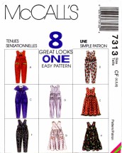 McCall's 7313 Sewing Pattern Girls Jumpsuit Jumper Scarf Size 4 - 5 - 6