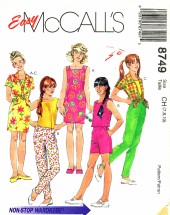 Girls Dress Top Pants Shorts Size 7 - 10 McCall's 8749 Sewing Pattern