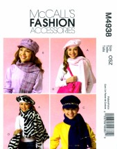 McCall's 4938 Sewing Pattern Girls Hats Scarves Tote Bag Cell Phone Case