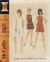 1960s Misses Culotte Dress McCalls 8815 Vintage Sewing Pattern Size 12 Bust 32