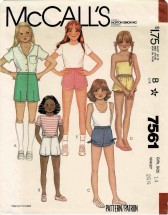1980s Girls Shorts McCalls 7561 Vintage Sewing Pattern Size 14 Waist 26 1/2