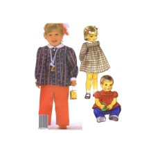 1980s McCalls 2164 Toddler Girls Dress Top Pants Vintage Sewing Pattern Size 3
