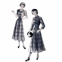 1940s Misses Square Neck Dress New York 392 Vintage Sewing Pattern Size 12 Bust 30