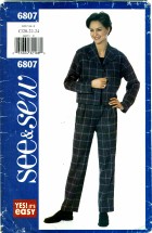 See & Sew 6807 Jacket Pants Suit Size 20 - 24 - Bust 42 - 46