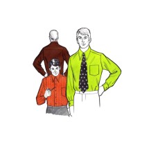 1970s Mens Shirt and Tie Sew-Knit-N-Stretch 325 Vintage Sewing Pattern Chest 40 - 42 - 44 - 46