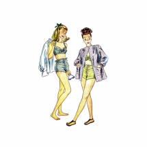 1940s Teens Bathing Suit and Beach Coat Simplicity 1612 Vintage Sewing Pattern Size 10 Bust 28