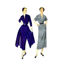 1940s Womens Dress with Detachable Skirt Panels Simplicity 2992 Vintage Sewing Pattern Size 16 Bust 34