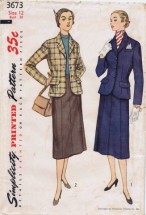 Simplicity 3673 Vintage Sewing Pattern Womens Two Piece Suit Size 12 Bust 30