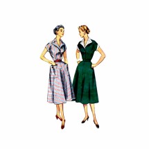 1950s Misses Shirtwaist Dress Simplicity 4448 Vintage Sewing Pattern Size 12 Bust 30