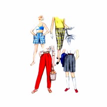 1950s Girls Shorts Bermuda Shorts Pedal Pushers Slacks Simplicity 1128 Vintage Sewing Pattern Size 10