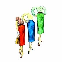 1950s One Yard Slim Skirts Simplicity 2191 Vintage Sewing Pattern Waist 24