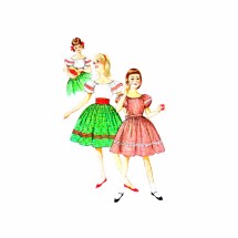 1960s Girls Puff Sleeve Blouse Full Skirt Cummerbund Simplicity 3983 Vintage Sewing Pattern Size 10