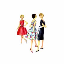 1960s Bateau Neck Cocktail Dress Simplicity 4517 Vintage Sewing Pattern Size 9 Bust 30 1/2