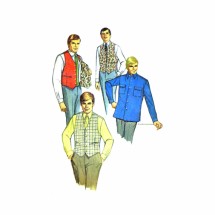 1960s Mens Shirt and Reversible Vest Simplicity 7973 Vintage Sewing Pattern Chest 42