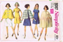 Simplicity 8097 Vintage Sewing Pattern Reversible Cape & Dress Size 10 Bust 32 1/2