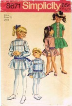 Vintage 1960's Simplicity 8671 Sewing Pattern Girls Dropped Waist Dress Size 2