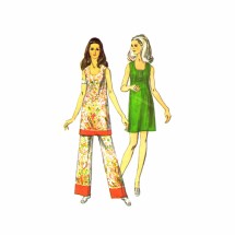 1970s Misses Tunic Mini Dress Pants Simplicity 8730 Vintage Sewing Pattern Size 10 Bust 32 1/2