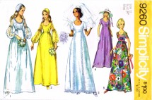 Simplicity 9260 Vintage Sewing Pattern Wedding Gown Bridesmaid Dress Cap Size 12 Bust 34