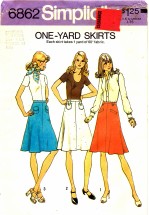 Simplicity 6862 Misses One Yard Skirts Size 6 - 8