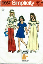 Simplicity 6867 Girls Top or Short or Long Dress Size 7