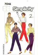 Simplicity 7046 Sewing Pattern Misses Cropped Tapered Pants Size 14 - Waist 28