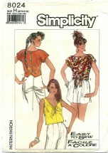 Simplicity 8024 Knit Tops Size 6 - 10 - Bust 30 1/2 - 32 1/2