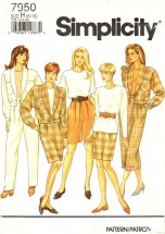 Simplicity 7950 Sewing Pattern Pants Shorts Skirt Top Jacket Size 6 - 8 - 10