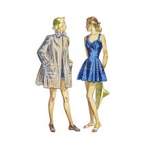 1940s Misses Skirted Swimsuit and Beach Coat Simplicity 2441 Vintage Sewing Pattern Size 16