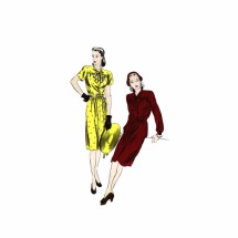 1940s Slim Skirt Dress Vogue 5025 Vintage Sewing Pattern Size 16 Bust 34