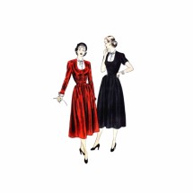 1940s Horseshoe Neckline Full Skirt Dress Vogue 6146 Vintage Sewing Pattern Size 16 Bust 34