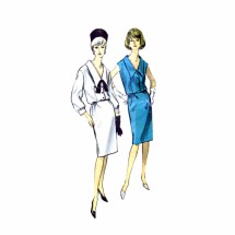 1960's Blouson Bodice Slim Dress Vogue 6153 Vintage Sewing Pattern Size 18 Bust 38