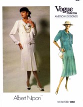 Vogue 1688 Sewing Pattern Misses Albert Nipon Pleated Dress Size 10 Bust 32 1/2