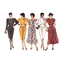 Misses Midriff Dress Vogue 1742 Vintage Sewing Pattern Size 6 - 8 - 10